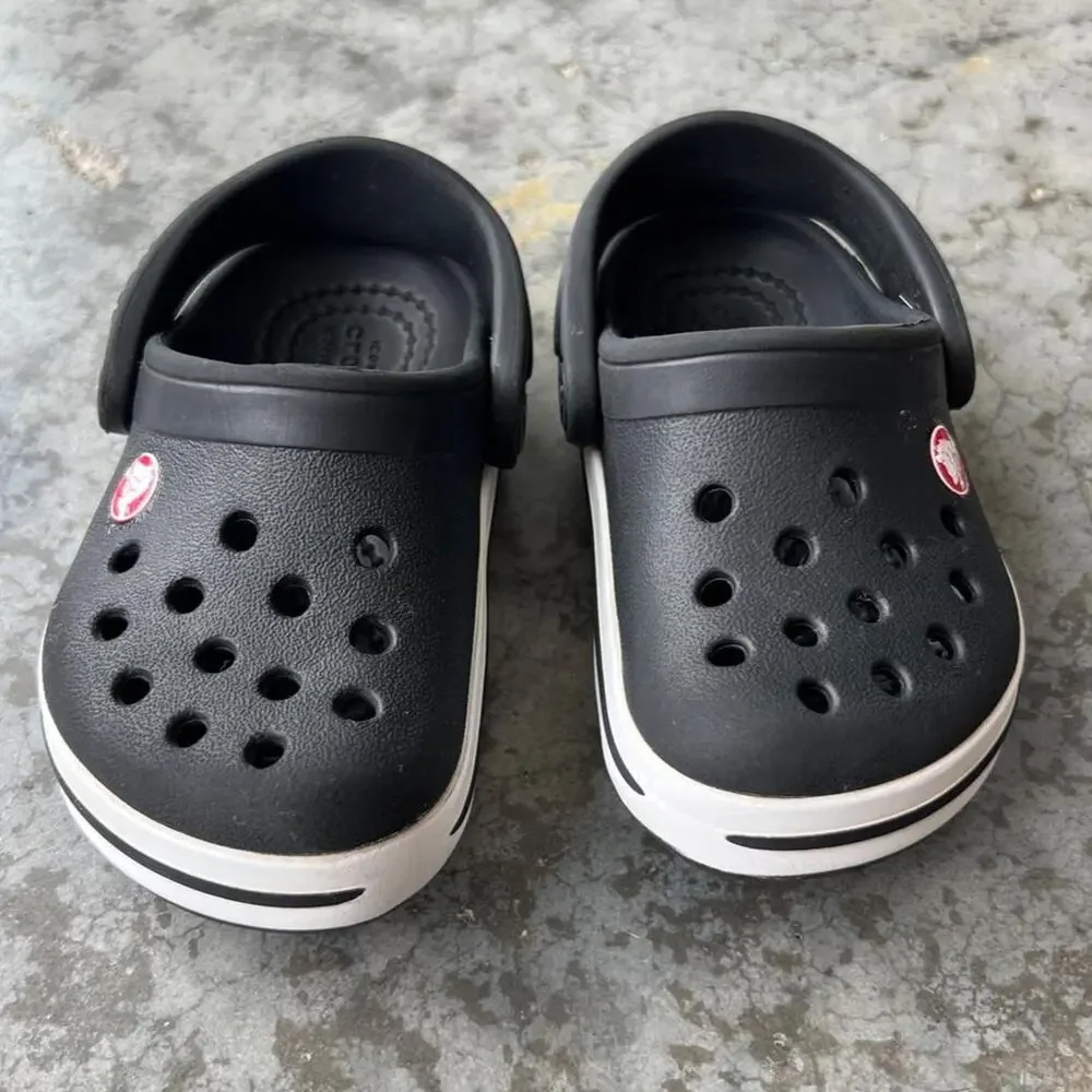 Crocs Toddler Crocband Clog Black White C5 Kids Summer Water Shoes Slip On Comfy
